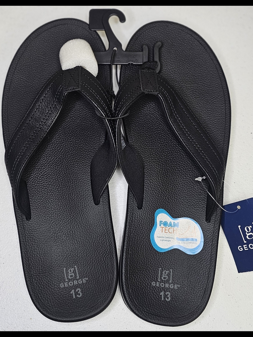 George Men's Black Foam Tech Flip Flops - Size 13